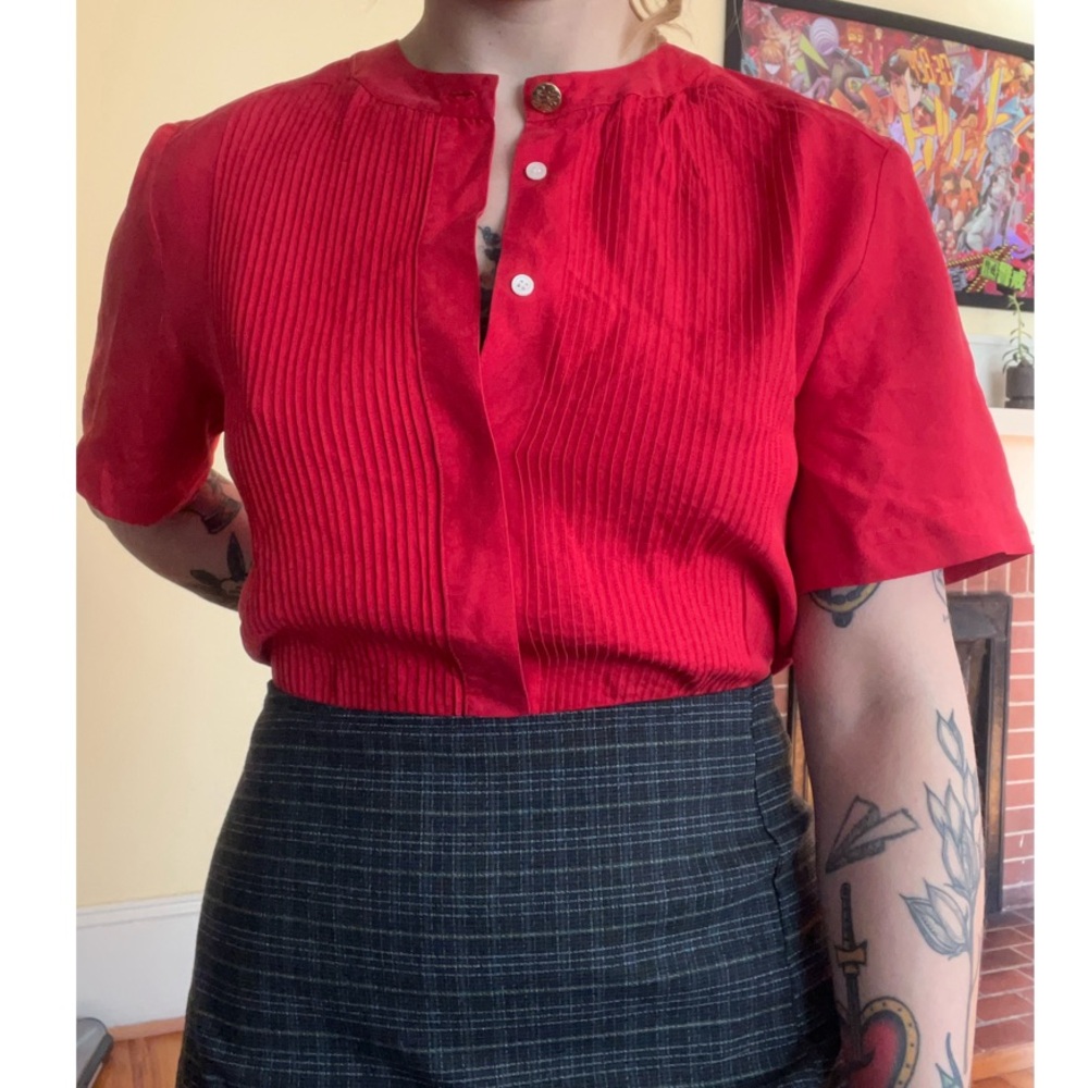 Vintage Charter Club Red Silk Blouse from the 90’s